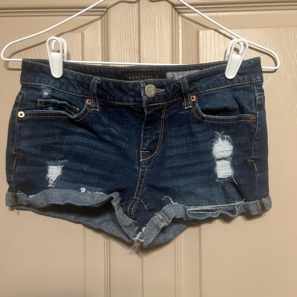 Aeropostale Blue Jean Shorts Distressed Cut-Off Style